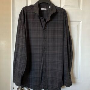 Mens Calvin Klein button down shirt size 18-34/35. Black/grey check.